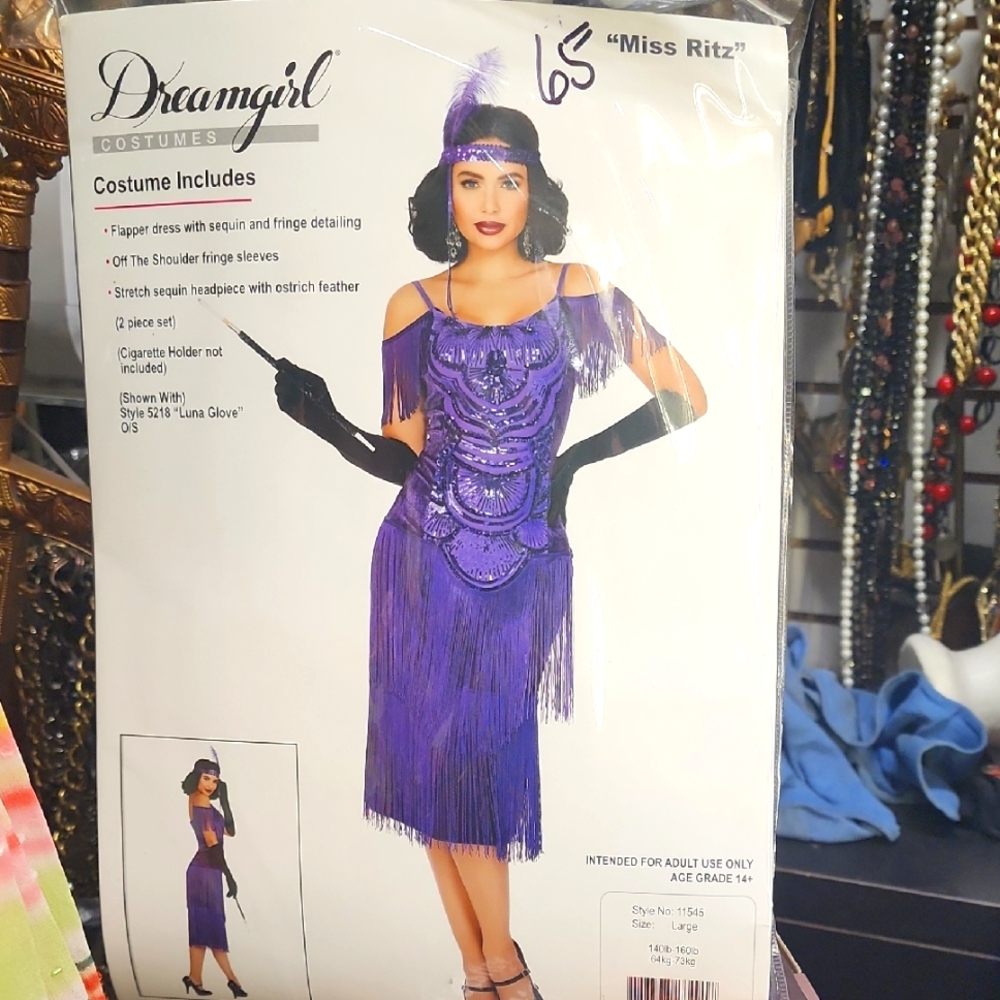Dreamgirl Purple Sequin Fringe Gatsby 1920s Costume